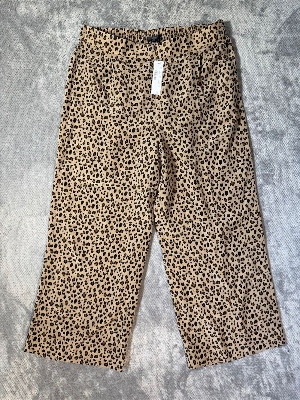 J. Crew Size 10 Leopard Print 100% Silk Wide Leg Pants NEW Lightweight AB673